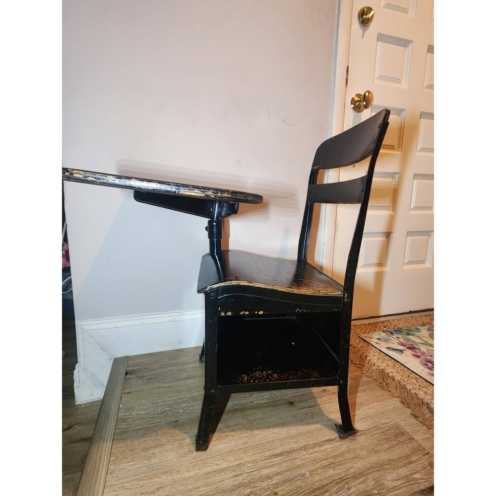 Vintage 1976 Bicentennial Irwin Seating Co Antique School Desk Black - Picture 8 of 8
